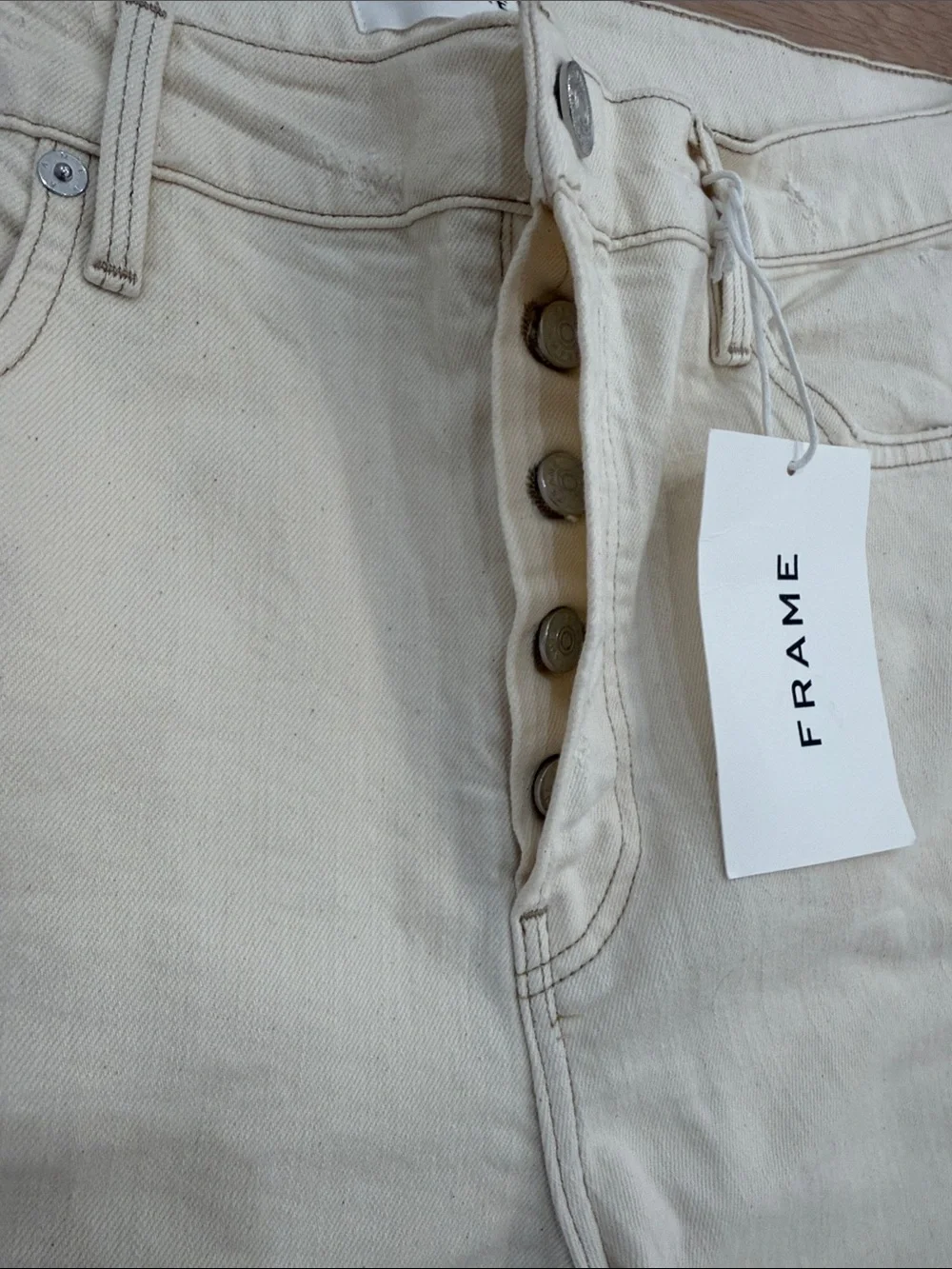 Frame Denim Men’s Cream Straight Jeans